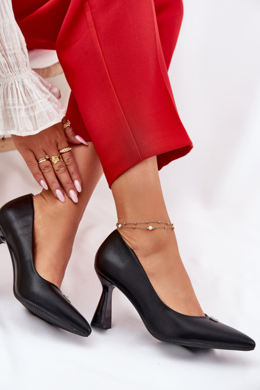 Eleganta stila Kurpes Ieslēgts Rozszerzanej Szpilce Vinceza 62222 melnas krāsas Eleganta stila Kurpes Ieslēgts Rozszerzanej Szpilce Vinceza 62222 melnas krāsas