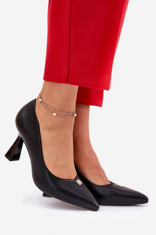 Eleganta stila Kurpes Ieslēgts Rozszerzanej Szpilce Vinceza 62222 melnas krāsas Eleganta stila Kurpes Ieslēgts Rozszerzanej Szpilce Vinceza 62222 melnas krāsas