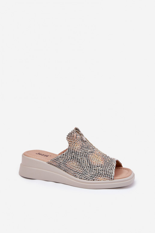 sieviešu čības Uz Ķīļa ar rāvējslēdzējiem Dzīvnieku raksts smilšu krāsas Irriva sieviešu čības Uz Ķīļa ar rāvējslēdzējiem Dzīvnieku raksts smilšu krāsas Irriva