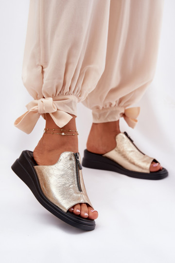 sieviešu čības Uz Ķīļa ar rāvējslēdzējiem Zelta krāsas Irriva