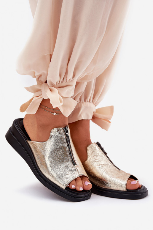 sieviešu čības Uz Ķīļa ar rāvējslēdzējiem Zelta krāsas Irriva sieviešu čības Uz Ķīļa ar rāvējslēdzējiem Zelta krāsas Irriva