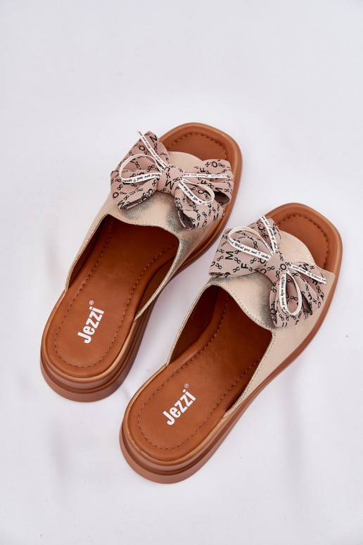 sieviešu čības Uz Ķīļa ar bantītēm Zelta krāsas Moonzella sieviešu čības Uz Ķīļa ar bantītēm Zelta krāsas Moonzella