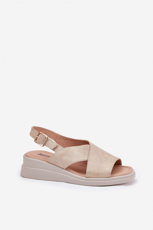 Sieviešu basenes Uz Ķīļa no eko ādas Zelta krāsas Quilara