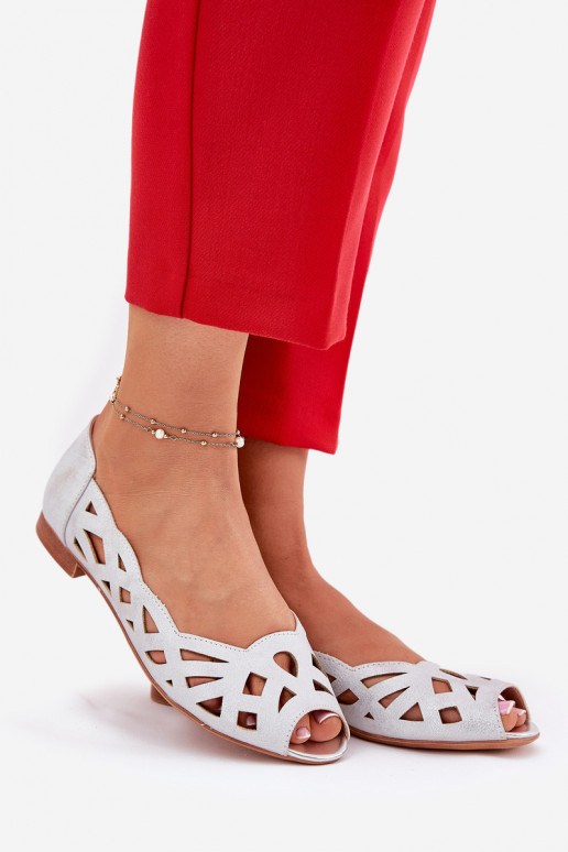 Ažūra balerīnas Z Odkrytymi Palcami Sudraba krāsas Calgis Ažūra balerīnas Z Odkrytymi Palcami Sudraba krāsas Calgis