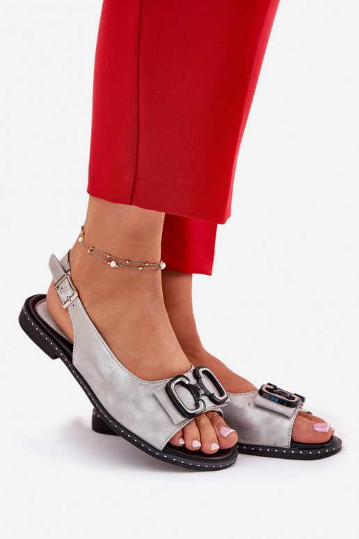 līdzenas zoles basenes ar ornamentiem Eko Āda Sudraba krāsas Lilria līdzenas zoles basenes ar ornamentiem Eko Āda Sudraba krāsas Lilria