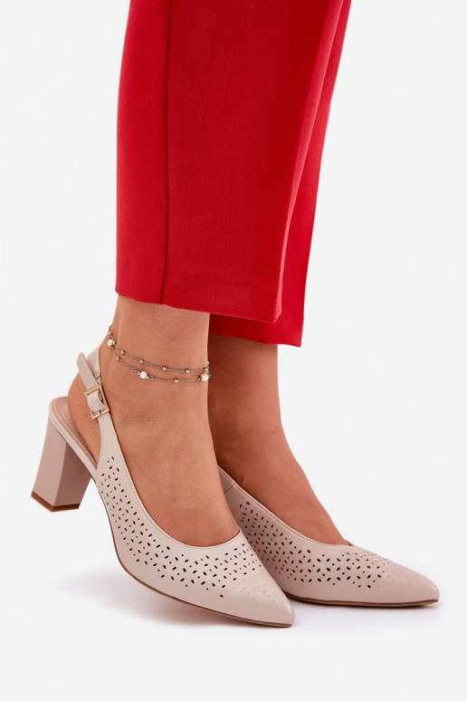 Ažūra basenes Ze Szpiczastymi Noskami ar papēdi Sergio Leone SK163 smilšu krāsas