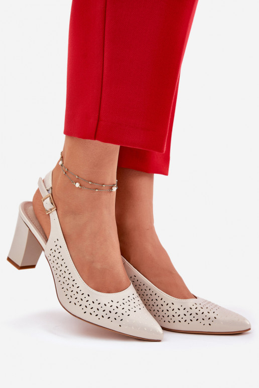 Ažūra basenes Ze Szpiczastymi Noskami ar papēdi Sergio Leone SK163 perlamutra