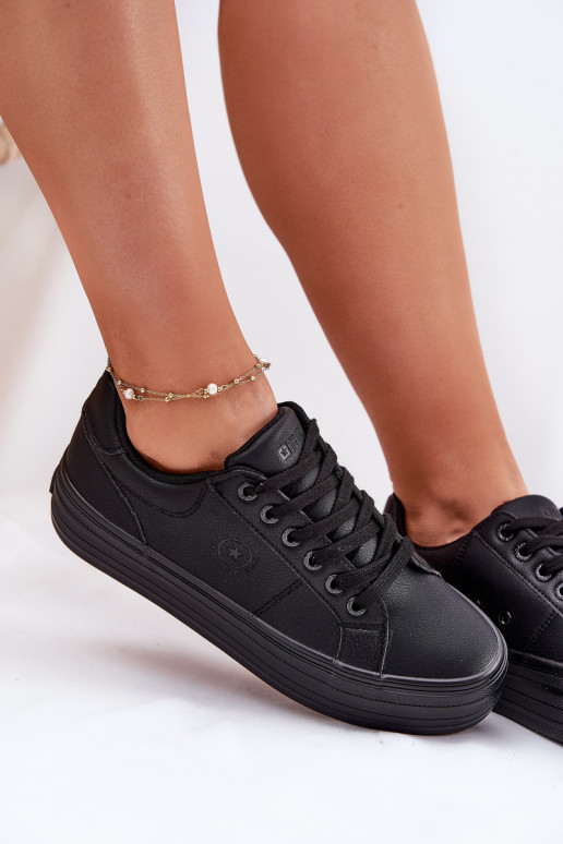 Eko Āda sieviešu puszābaki ar platformu Big Star RR274299 melnas krāsas