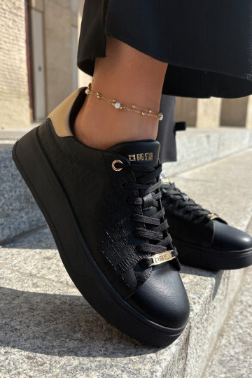 Sneakers modeļa apavi Sieviešu no eko ādas Big Star RR274257 melnas krāsas