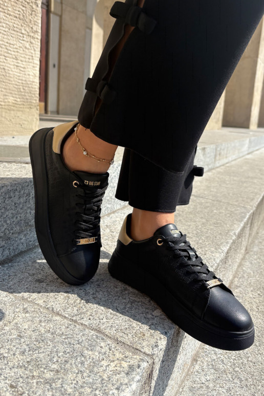 Sneakers modeļa apavi Sieviešu no eko ādas Big Star RR274257 melnas krāsas