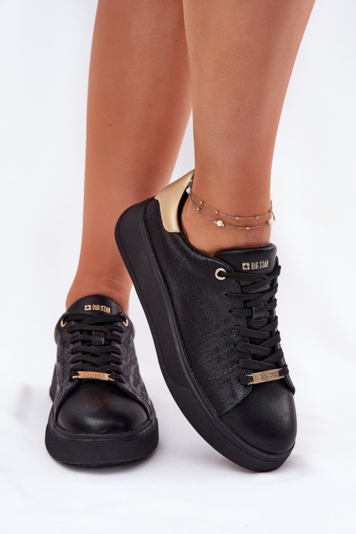 Sneakers modeļa apavi Sieviešu no eko ādas Big Star RR274257 melnas krāsas