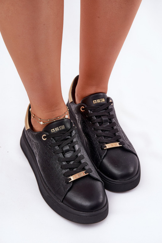 Sneakers modeļa apavi Sieviešu no eko ādas Big Star RR274257 melnas krāsas