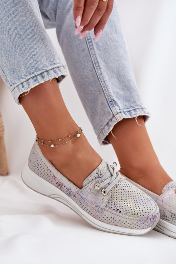 zamšādas apavi Izgatavota no dabīgas ādas ar platformu Artiker 56C2104 Pelēkas krāsas