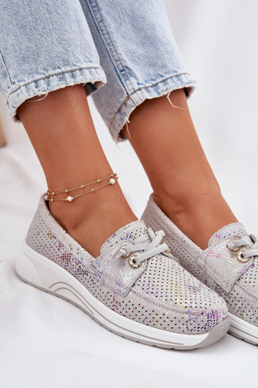 zamšādas apavi Izgatavota no dabīgas ādas ar platformu Artiker 56C2104 Pelēkas krāsas zamšādas apavi Izgatavota no dabīgas ādas ar platformu Artiker 56C2104 Pelēkas krāsas