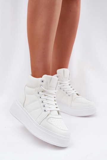Augstas sneaker stila kurpes sievietēm ar platformu baltā krāsā Tillive
