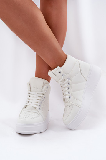 Augstas sneaker stila kurpes sievietēm ar platformu baltā krāsā Tillive 2