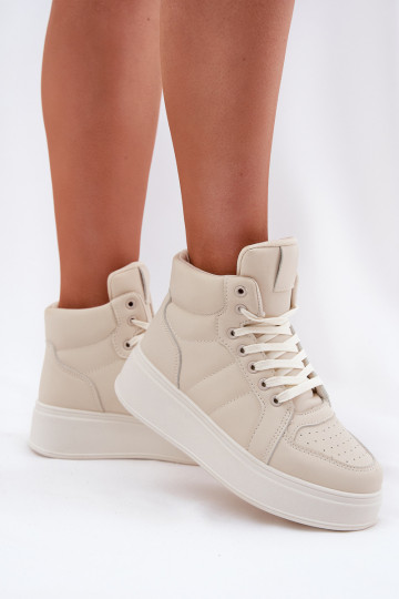 Augstas sneaker stila kurpes sievietēm ar platformu smilšu krāsā Tillive