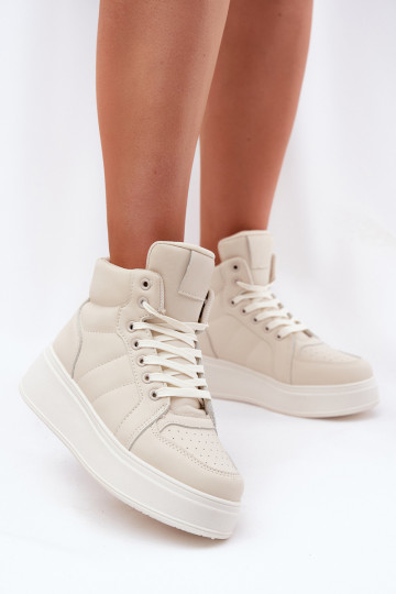 Augsts Sneakers modeļa apavi Sieviešu ar platformu smilšu krāsas Tillive 2