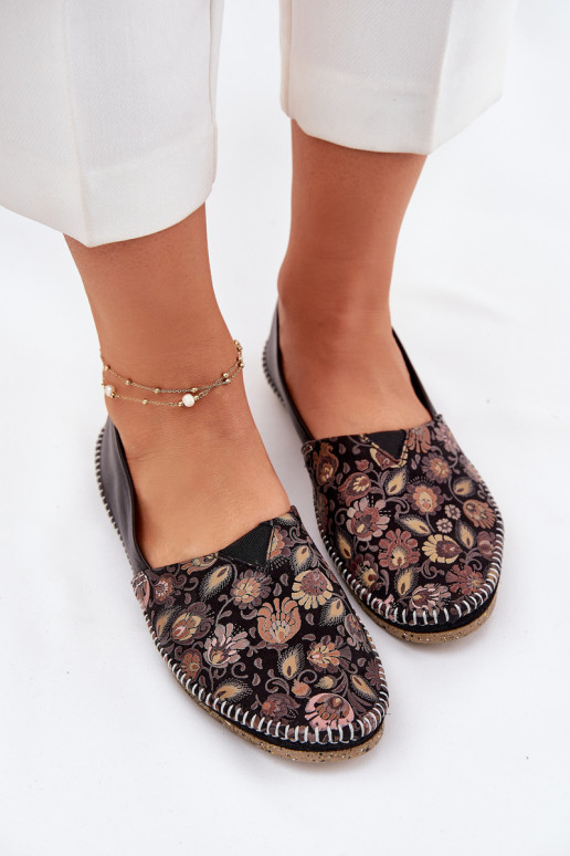 Āda Rakstaina Balerīnas Tā irciejka T1929-71 melnas krāsas Āda Rakstaina Balerīnas Tā irciejka T1929-71 melnas krāsas