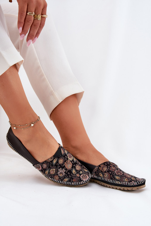 Āda Rakstaina Balerīnas Tā irciejka T1929-71 melnas krāsas Āda Rakstaina Balerīnas Tā irciejka T1929-71 melnas krāsas