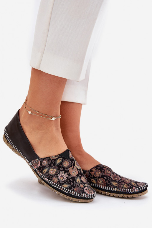 Āda Rakstaina Balerīnas Tā irciejka T1929-71 melnas krāsas Āda Rakstaina Balerīnas Tā irciejka T1929-71 melnas krāsas