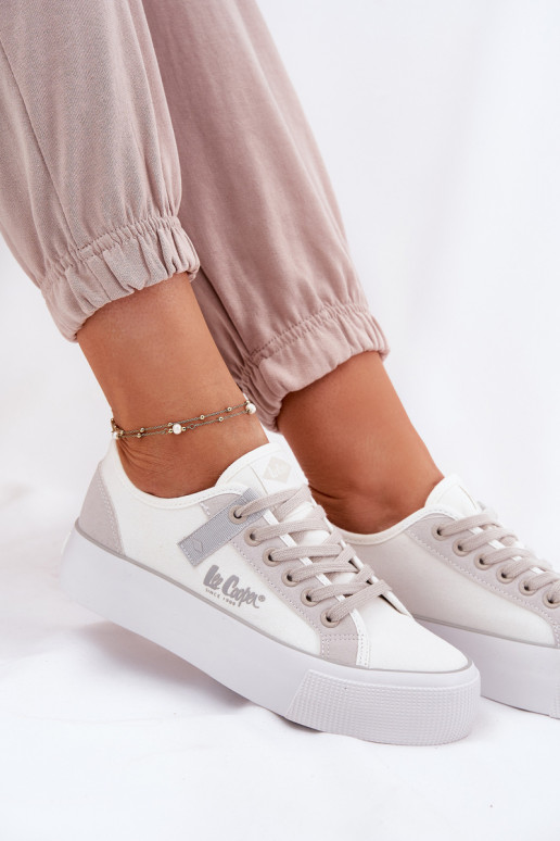 sieviešu puszābaki ar platformu Lee Cooper LCIN-25-31-3479L Baltas-Pelēkas krāsas