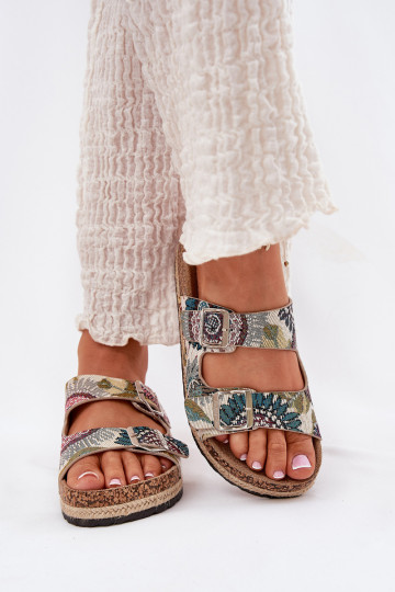 Rakstaina sieviešu čības Korkovas platformā ar sprādzēm Lee Cooper LCIN-25-35-3483L Dažādu krāsu