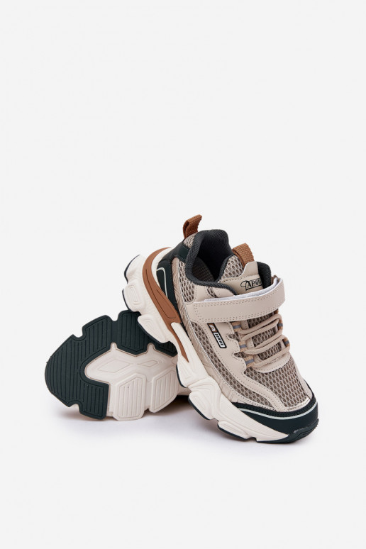 Sneakers modeļa apavi apavi Bērnu apavi ar lipīgām aizdarēm smilšu krāsas Ronivelle