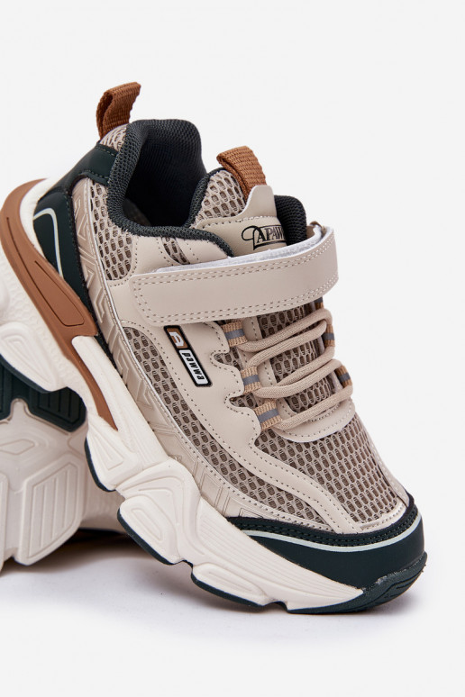 Sneakers modeļa apavi apavi Bērnu apavi ar lipīgām aizdarēm smilšu krāsas Ronivelle