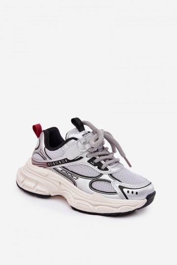 Sneakers modeļa apavi Bērnu apavi Uz biezas zoles Sudraba krāsas Xairana