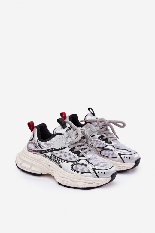 Sneakers modeļa apavi Bērnu apavi Uz biezas zoles Sudraba krāsas Xairana