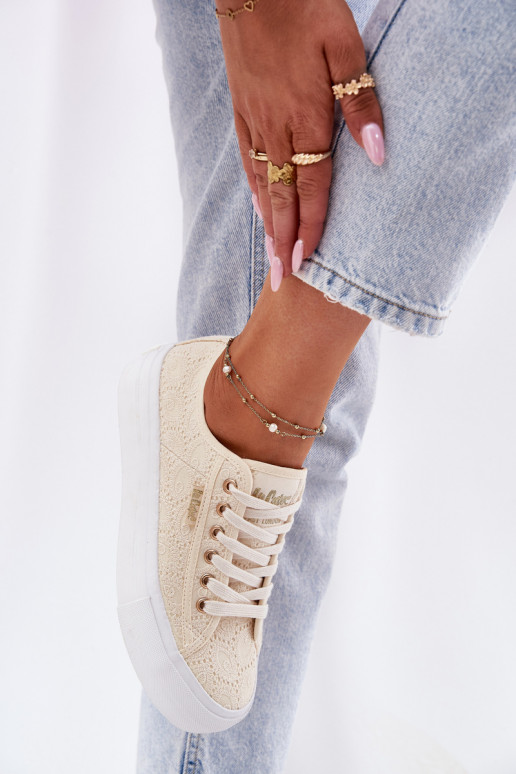 sieviešu puszābaki ar mežģīnēm Lee Cooper LCIN-25-31-3440L smilšu krāsas