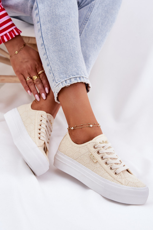 sieviešu puszābaki ar mežģīnēm Lee Cooper LCIN-25-31-3440L smilšu krāsas