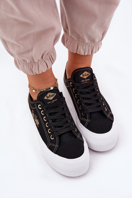 Šņorējami auduma apavi ar platformu Lee Cooper LCIN-25-31-3431L melnas krāsas