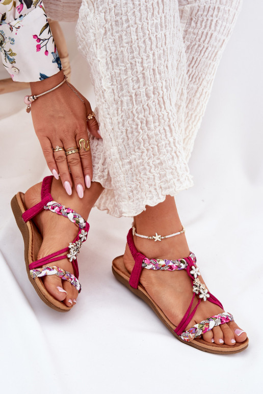 līdzenas zoles basenes Z Plecionymi Paskami I Przypinkami Artiker 56C1314 rozā krāsas