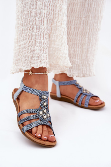 sandales Dāmas zempapēžu Z Plecionymi Paskami Artiker 56C1325 Zilas krāsas