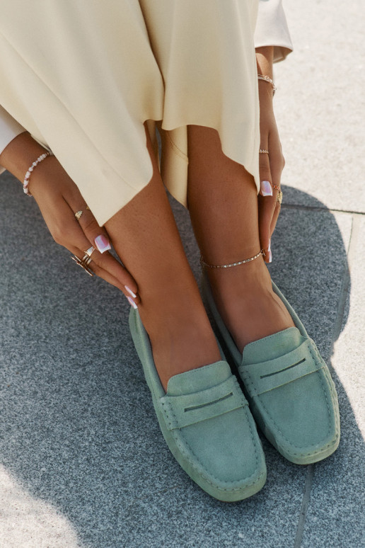 Zamša mokasīni Big Star RR274945 zaļā krāsā