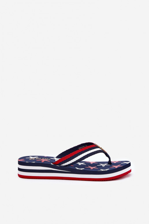 Čības modernas iešļūcenes Sieviešu Uz Ķīļa Big Star RR274A127 tumši zilas krāsas