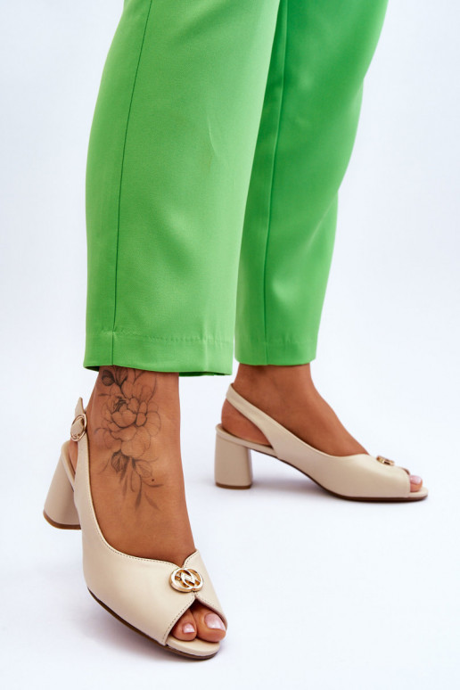 Stilīgasrnas Āda Elegantas augstpapēžu sandales smilšu krāsas Hette