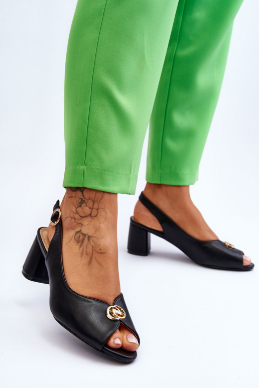 Stilīgasrnas Āda Elegantas augstpapēžu sandales melnas krāsas Hette