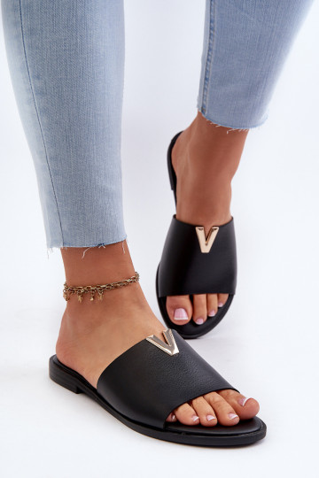 sieviešu čības Eko Āda ar platiem papēžiem melnas krāsas Tā irliha