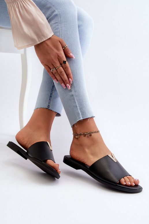 sieviešu čības Eko Āda ar platiem papēžiem melnas krāsas Tā irliha