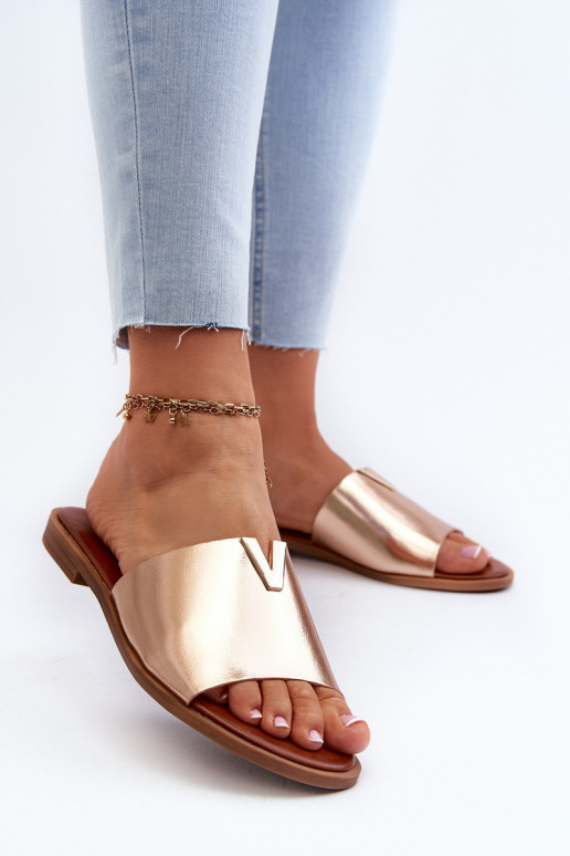 sieviešu čības Eko Āda ar platiem papēžiem Zelta krāsas Tā irliha