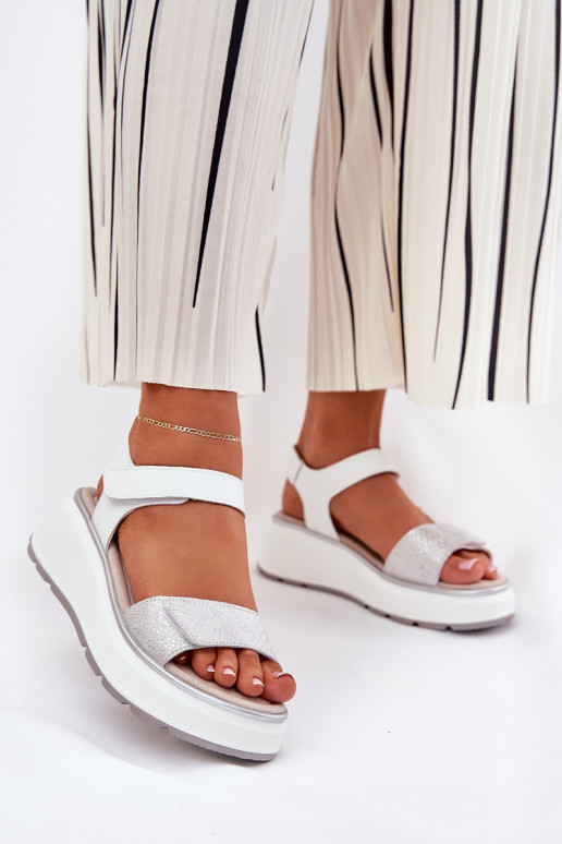 Sieviešu basenes Sieviešu Platformie I Koturnie ar lipīgām aizdarēm S.Barski LR51-543 Sudraba krāsas