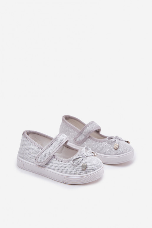 bērnu laiviņas ar bantītēm Sudraba krāsas Amirinas