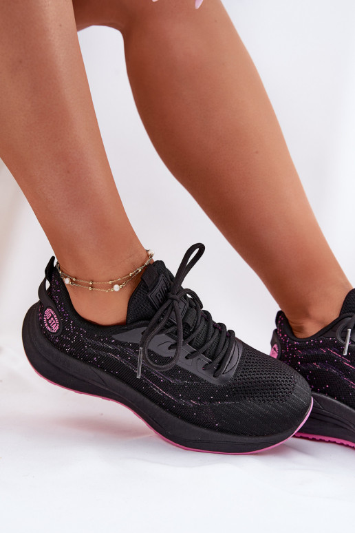 Sneaker tipa sporta apavi ar platformu Big Star RR274523 HI-POLY SYSTEM melnā krāsā