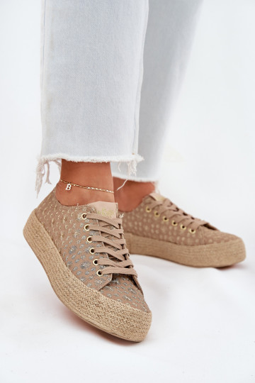 Rakstaini brīvā laika apavi ar platformu Lee Cooper LCIN-25-08-3646L haki krāsā