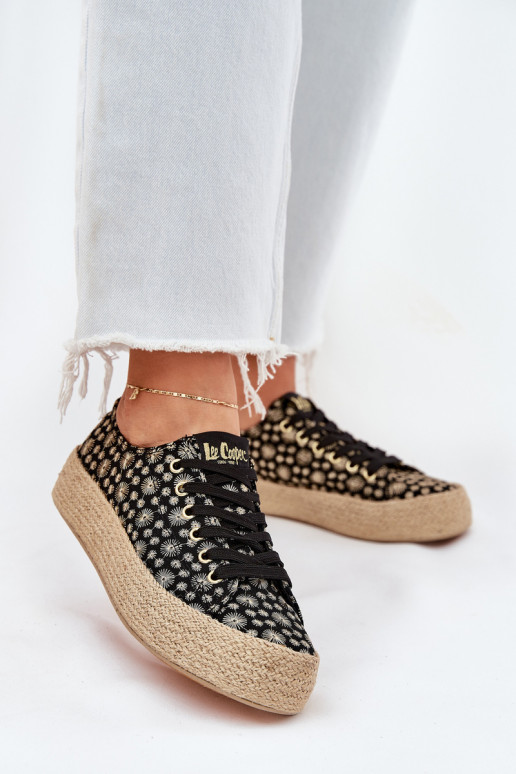 Rakstaini brīvā laika apavi ar platformu Lee Cooper LCIN-25-08-3647L melnā krāsā