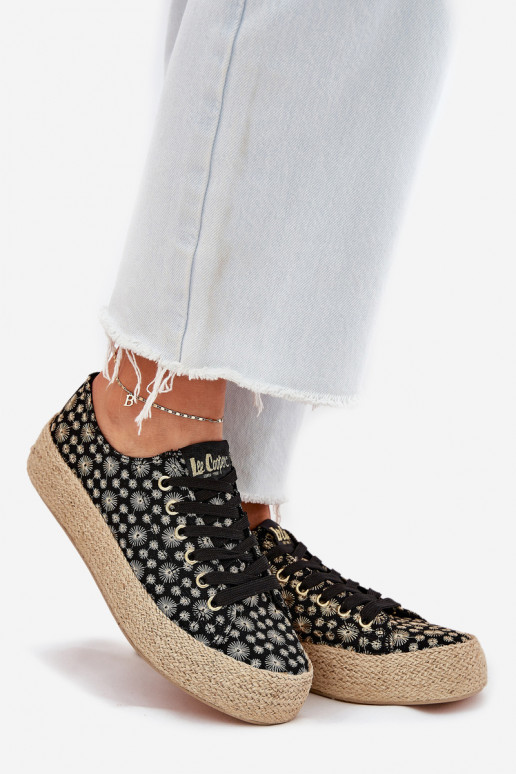 Rakstaini brīvā laika apavi ar platformu Lee Cooper LCIN-25-08-3647L melnā krāsā