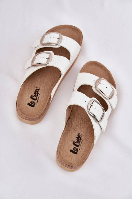 sieviešu čības Platformie ar sprādzēm Lee Cooper LCIN-25-35-3496L baltas krāsas